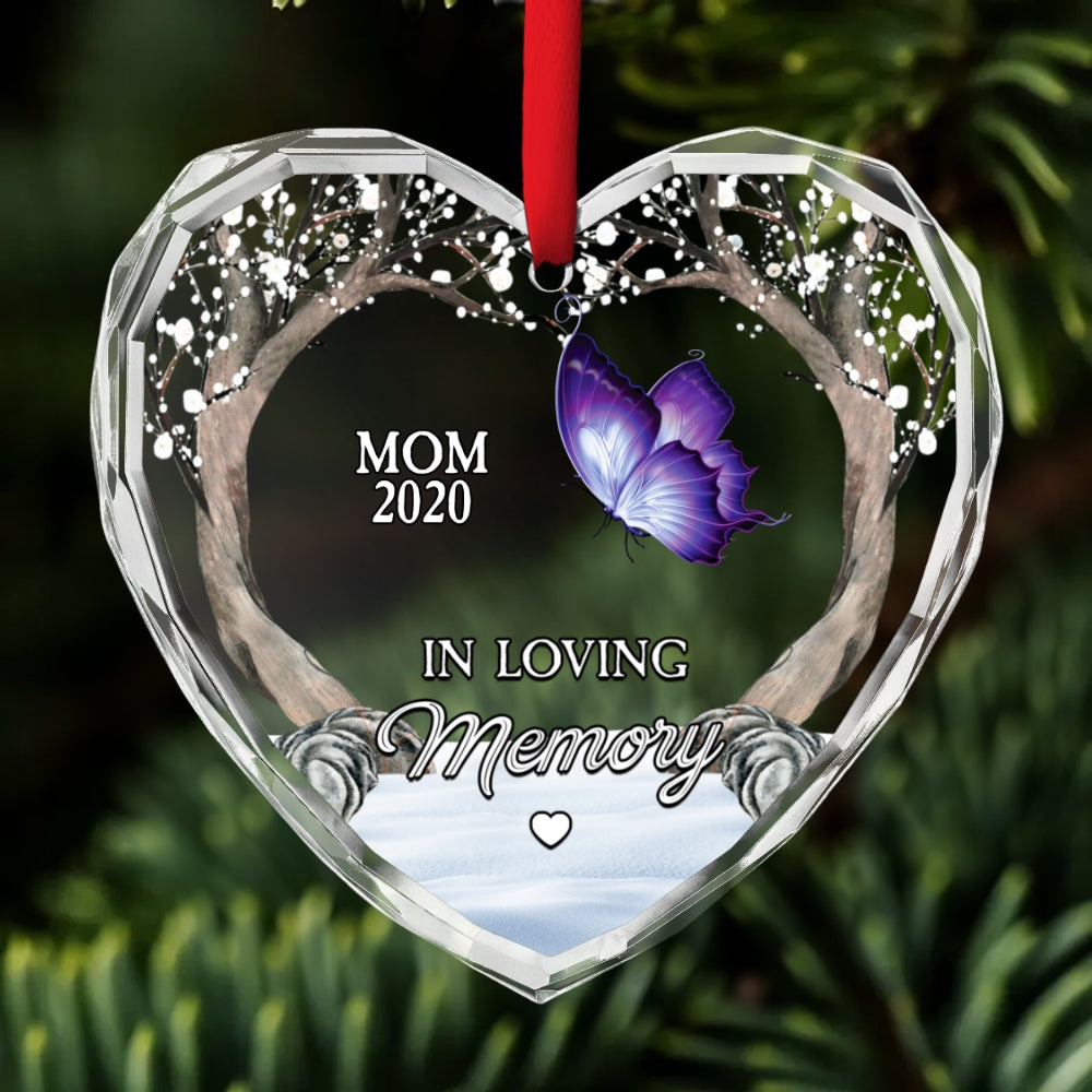 Custom Memorial Christmas Ornament, Sympathy Keepsake •  Beside You Forever - Personalized Glass Ornament