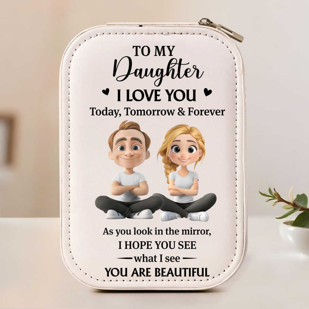 Loved Beyond Words My Daughter - Personalized Jewelry Box With LED Mirror
