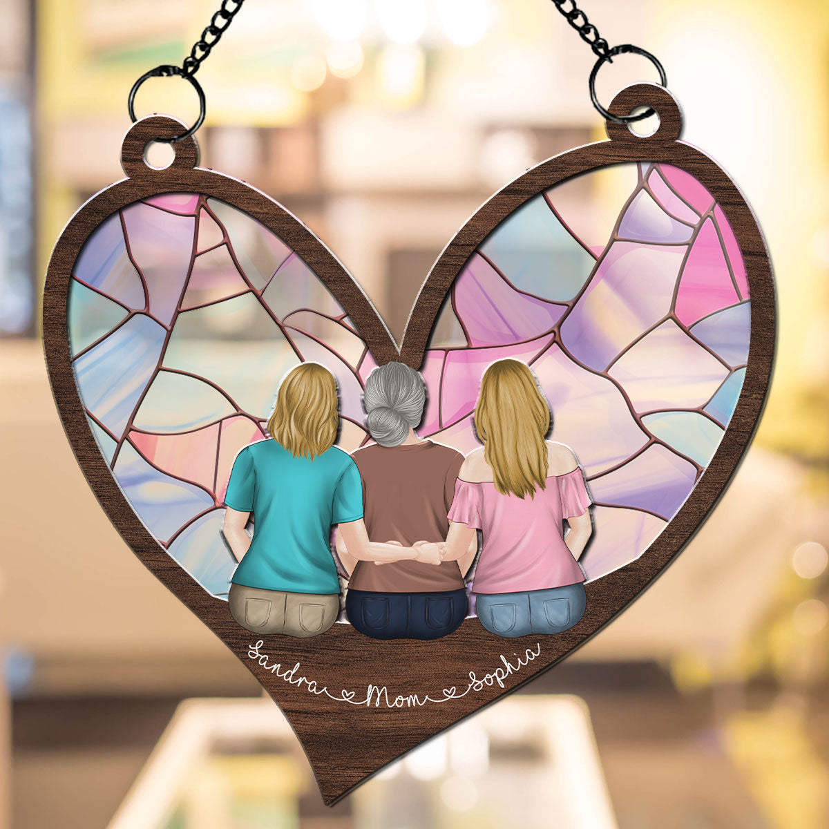 Custom Hanging Decor for Mom Daughter, Mother's Day Gifts • Mom We Love You - Personalized Suncatcher