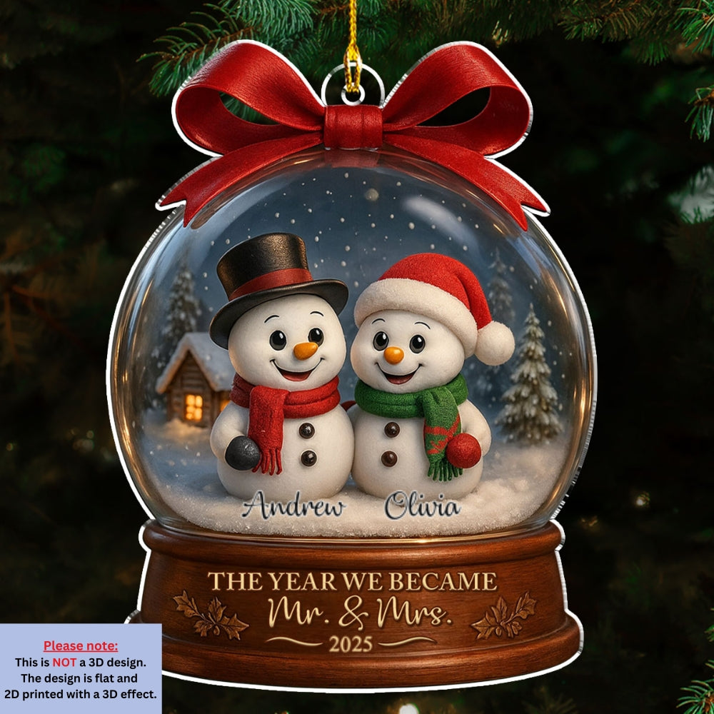 Custom Couple Christmas Ornament, Anniversary Gift •  Snowy Day You And Me - Personalized 3D Effect Acrylic Ornament