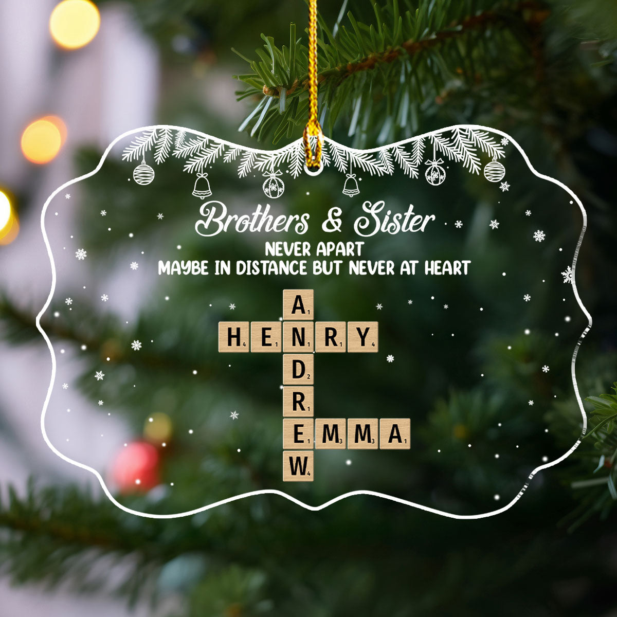 Custom Sister Christmas Ornament •  The Love Between Brother And Sister Is Forever - Personalized Acrylic Ornament