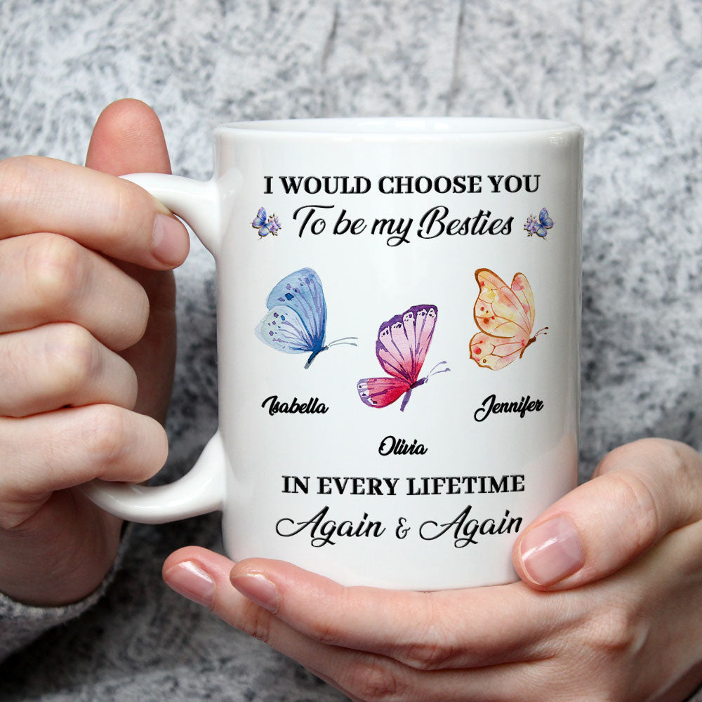 Custom Best Friend, Christmas & Birthday Friendship Keepsake Gift • Besties For Life - Personalized Coffee Mug