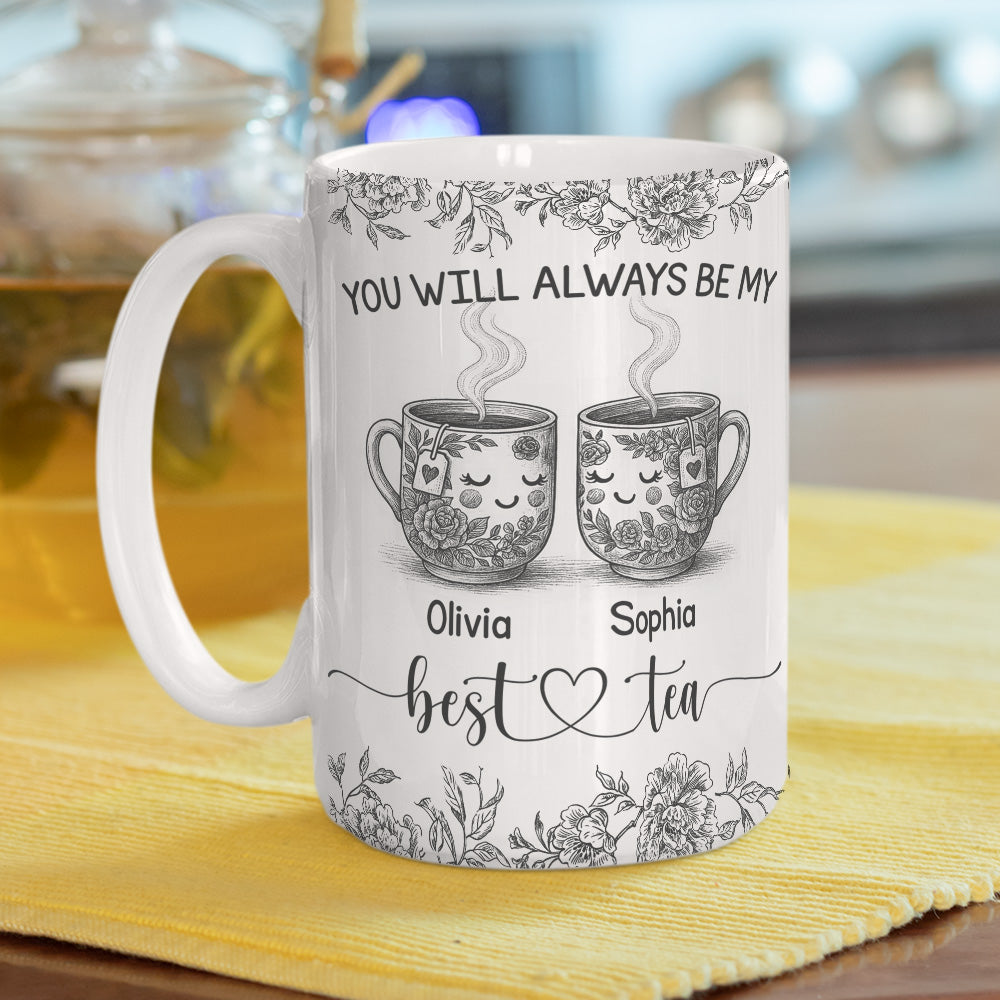Custom Best Friend, Christmas & Birthday Friendship Keepsake Gift • Best Tea In The World - Personalized Coffee Mug