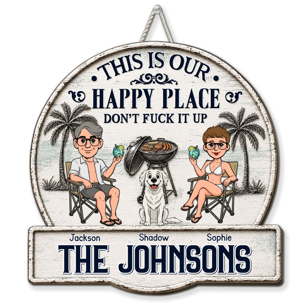 Custom Family Summer Backyard, Patio & Porch Decor • Patio Time Beats Everything - Personalized Wood Sign