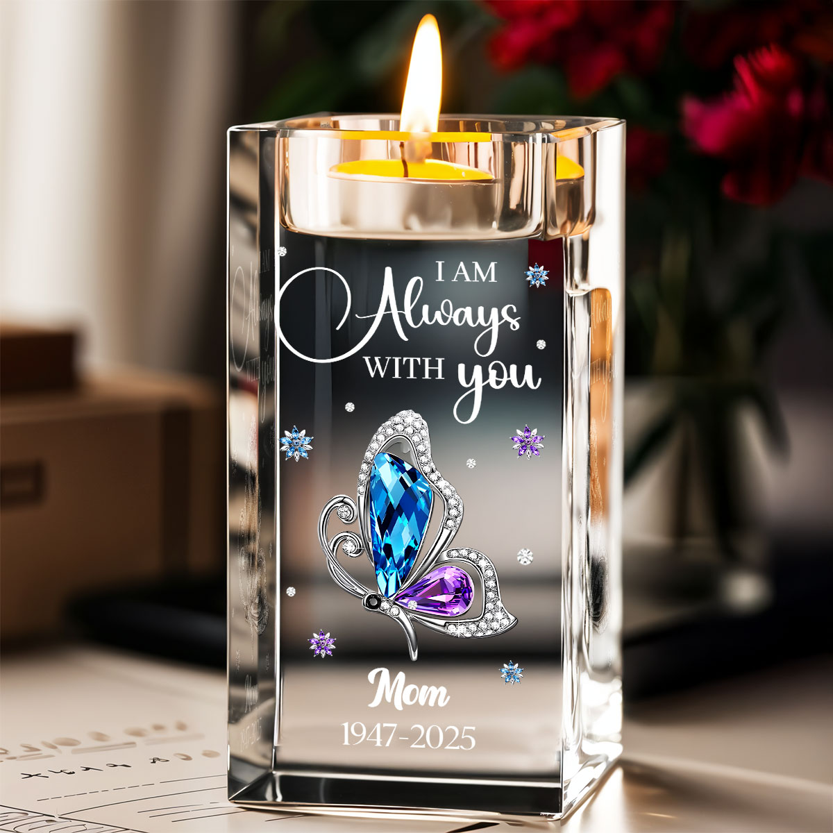 I Am Always With You - Personalized Crystal Candle Holder