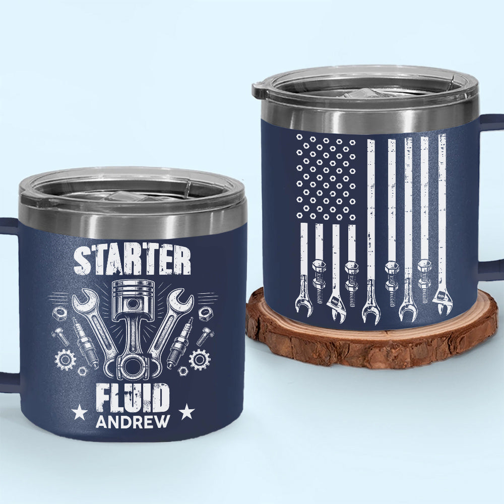 Custom Christmas Birthday Gifts For Dad • Legendary Wrench Master - Personalized 14oz Stainless Steel Tumbler With Handle