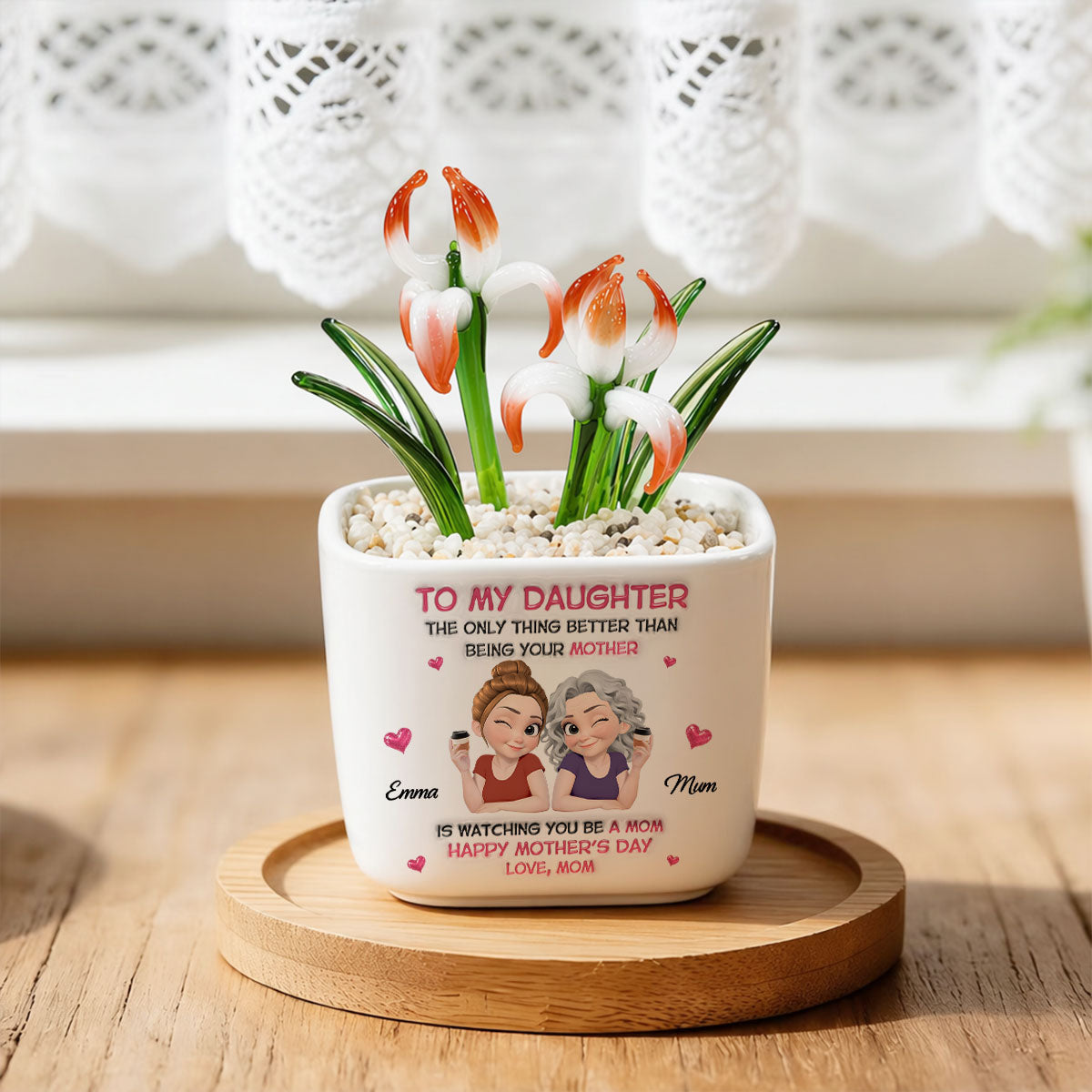 Watching Daughter Be A Mom - Personalized Glass Birth Month Flower