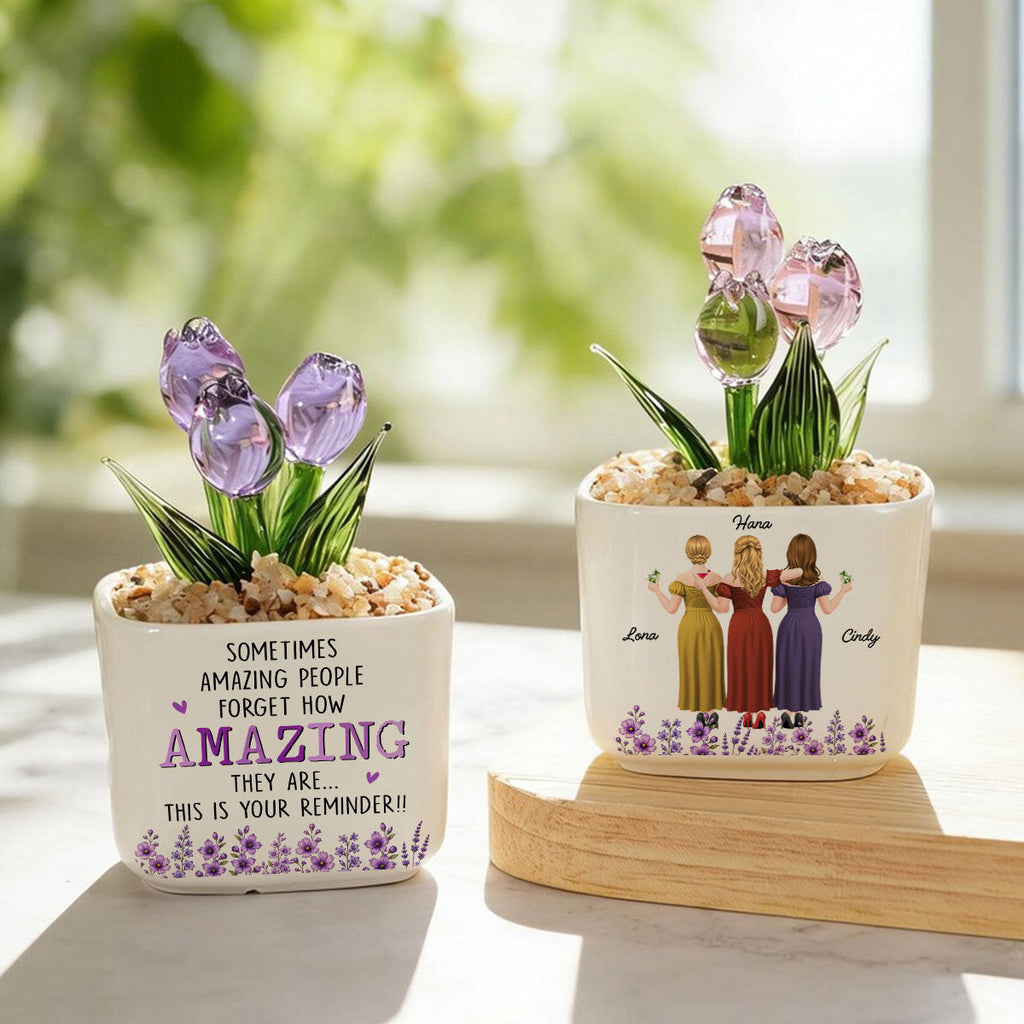 Custom Flower Keepsake, Glass Home Decor Gift for Best Friend • This Is Your Reminder - Personalized Glass Everlasting Tulips