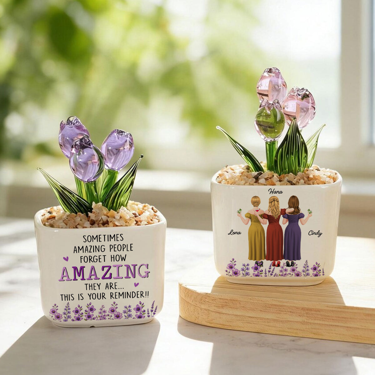 Custom Flower Keepsake, Glass Home Decor Gift for Best Friend • This Is Your Reminder - Personalized Glass Everlasting Tulips