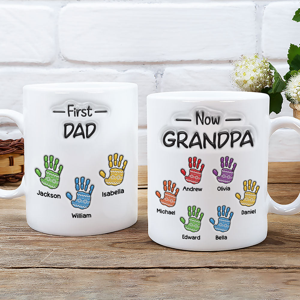 Custom Christmas & Birthday Gift For Grandpa • First Dad Now Proud Grandpa - Personalized 3D Inflated Effect Mug