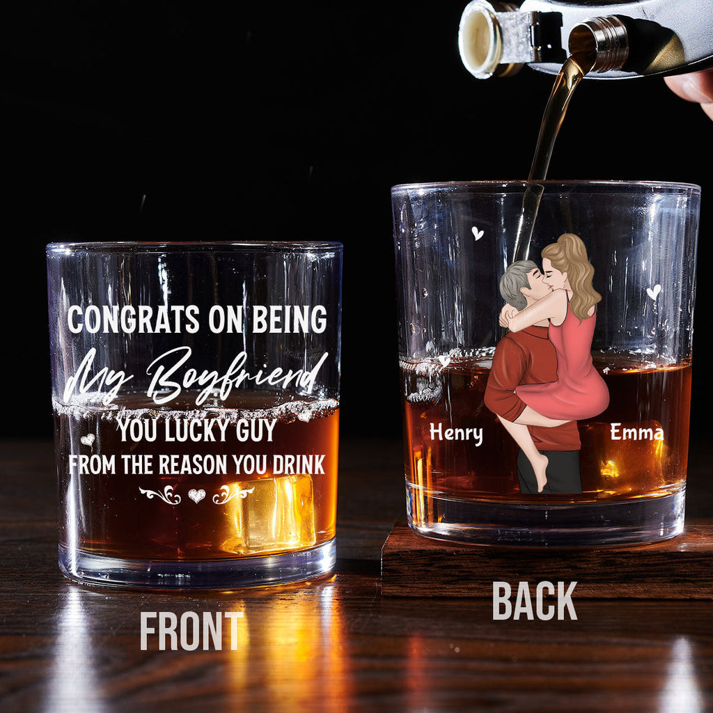Custom Christmas Anniversary Birthday Drinkware Gifts for Couple • Congrats On Being My Husband - Personalized Whiskey Glass