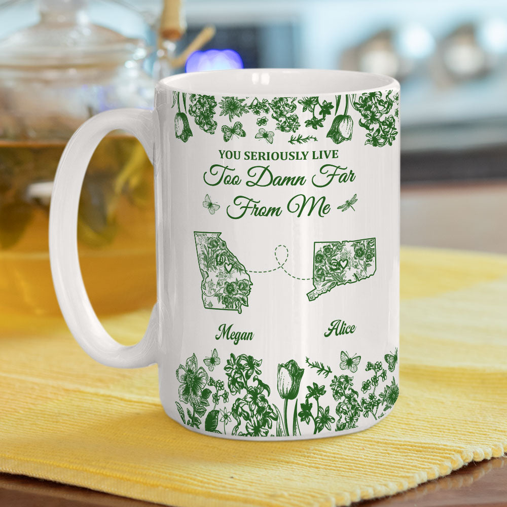 Custom Christmas & Birthday Keepsake Gift • Living Miles Away Is Rude - Personalized Coffee Mug