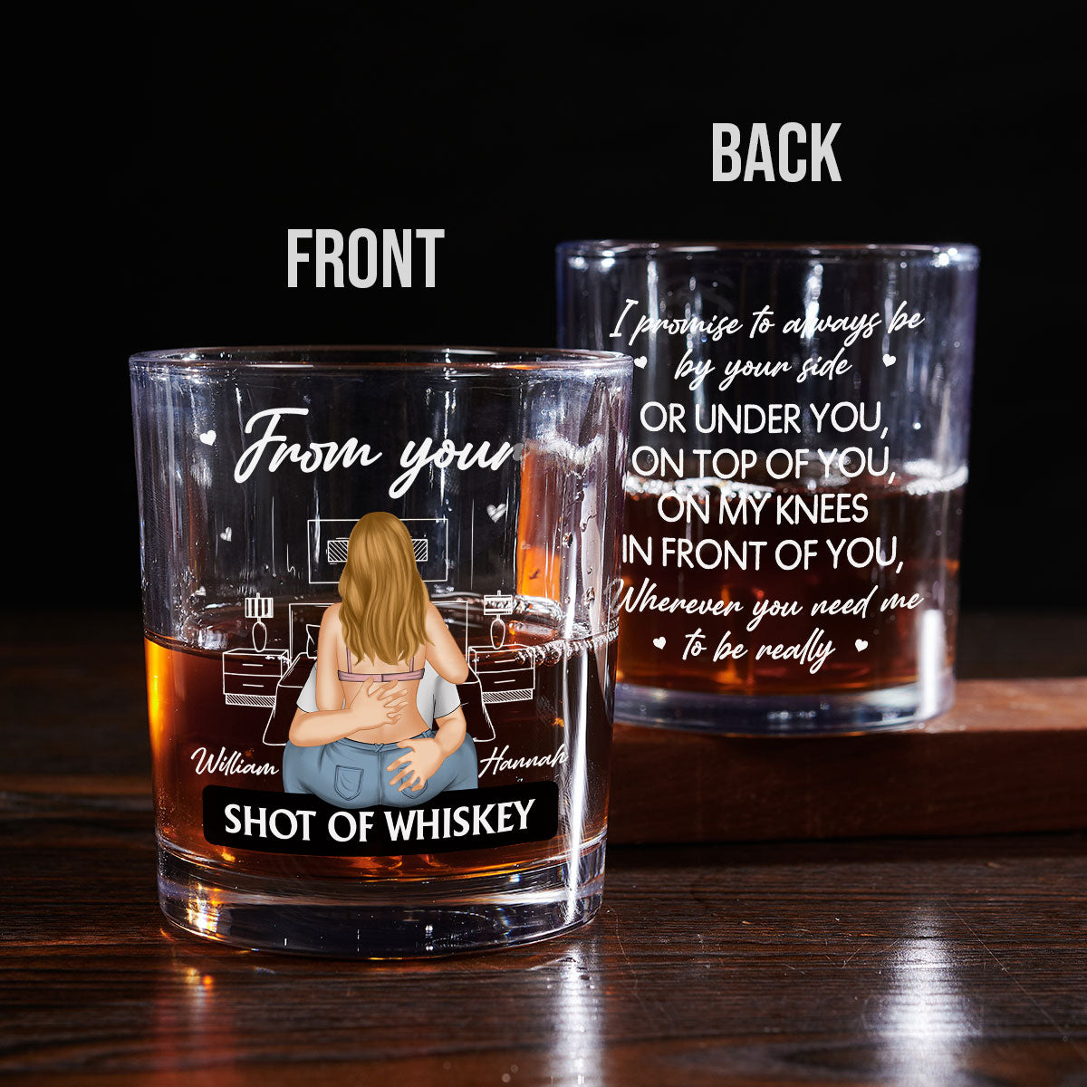 Custom Christmas Anniversary Birthday Drinkware Gifts for Couple • Always Be By Your Side Husband - Personalized Whiskey Glass