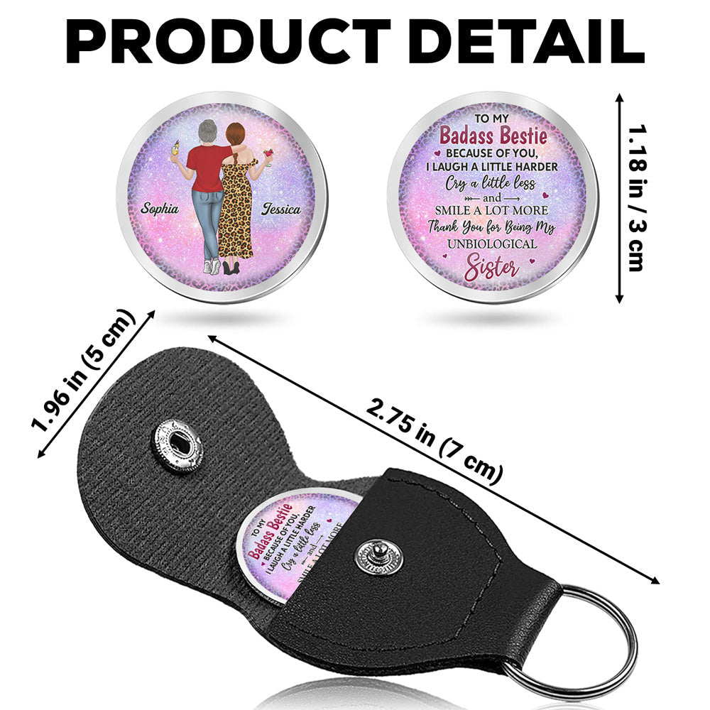 Custom Besties Coin Keychain, Friendship Birthday Gifts • Because Of You Bestie - Personalized Pocket Hug