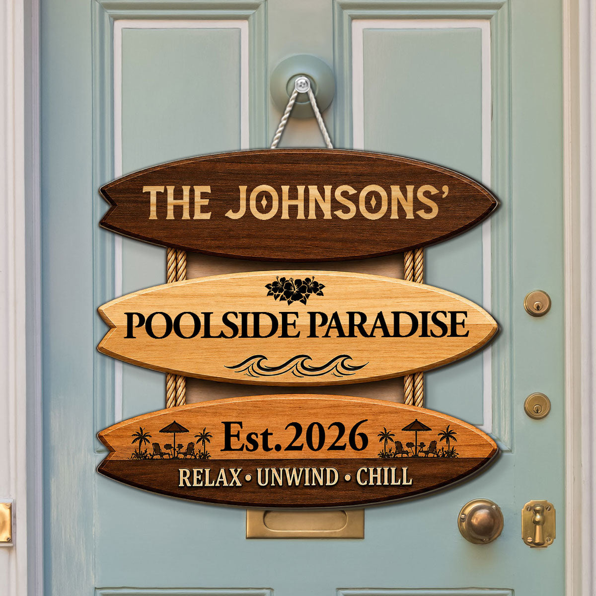 Custom Family Summer Backyard, Patio & Porch Decor • Summer Oasis - Personalized Wood Sign