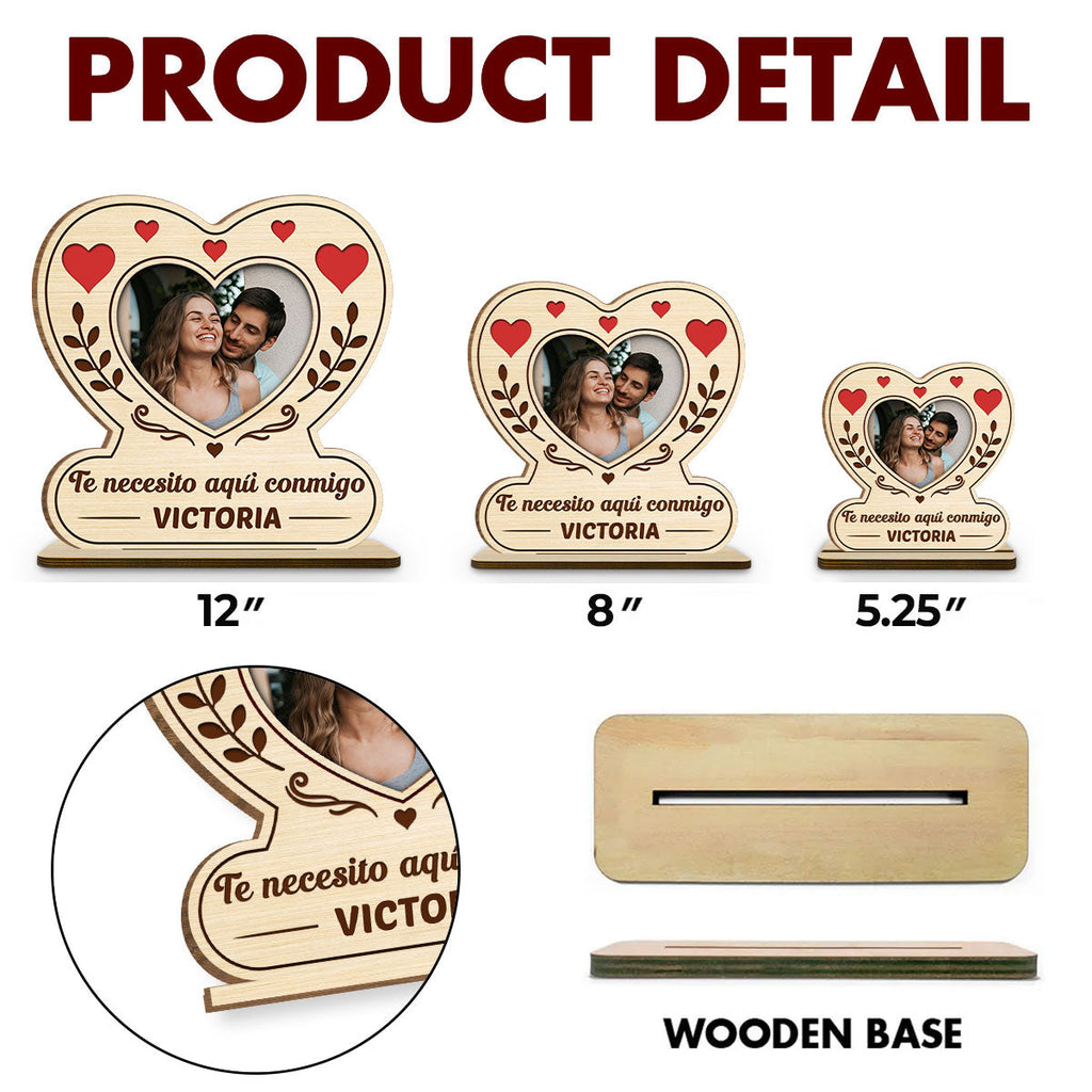 Custom Decor for Husband, Gift for Him • Mi Corazón Mi Lugar - Placa de Madera Personalizada de 2 Capas con Base Plana