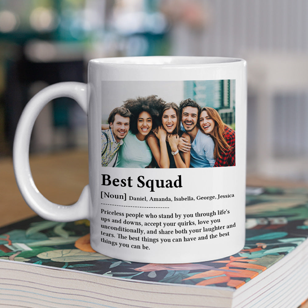Custom Photo Best Friend, Christmas & Birthday Friendship Keepsake Gift • Best Squad - Personalized Coffee Mug