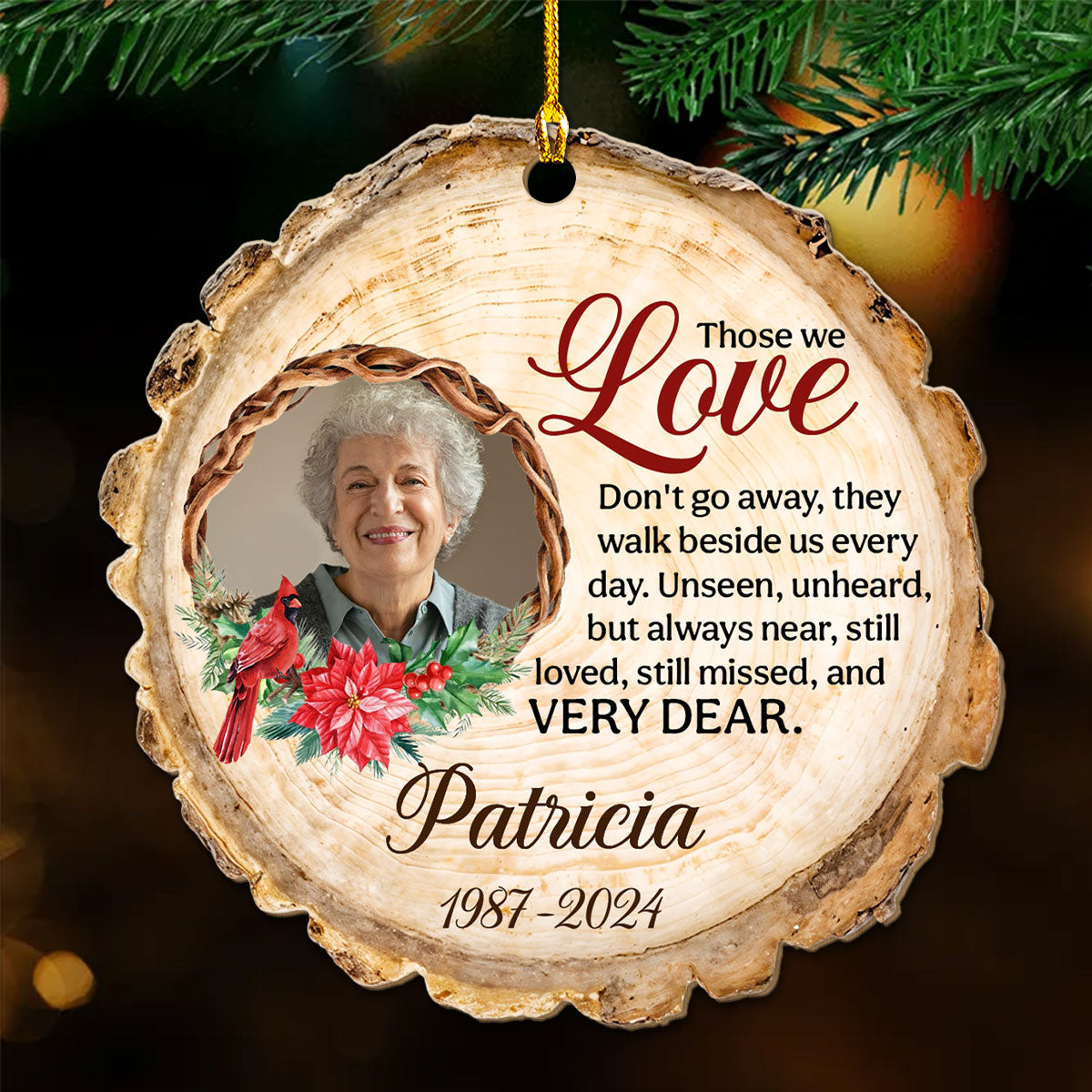 Custom Photo Memorial Christmas Ornament, Sympathy Keepsake • Those We Love - Personalized Wood Ornament