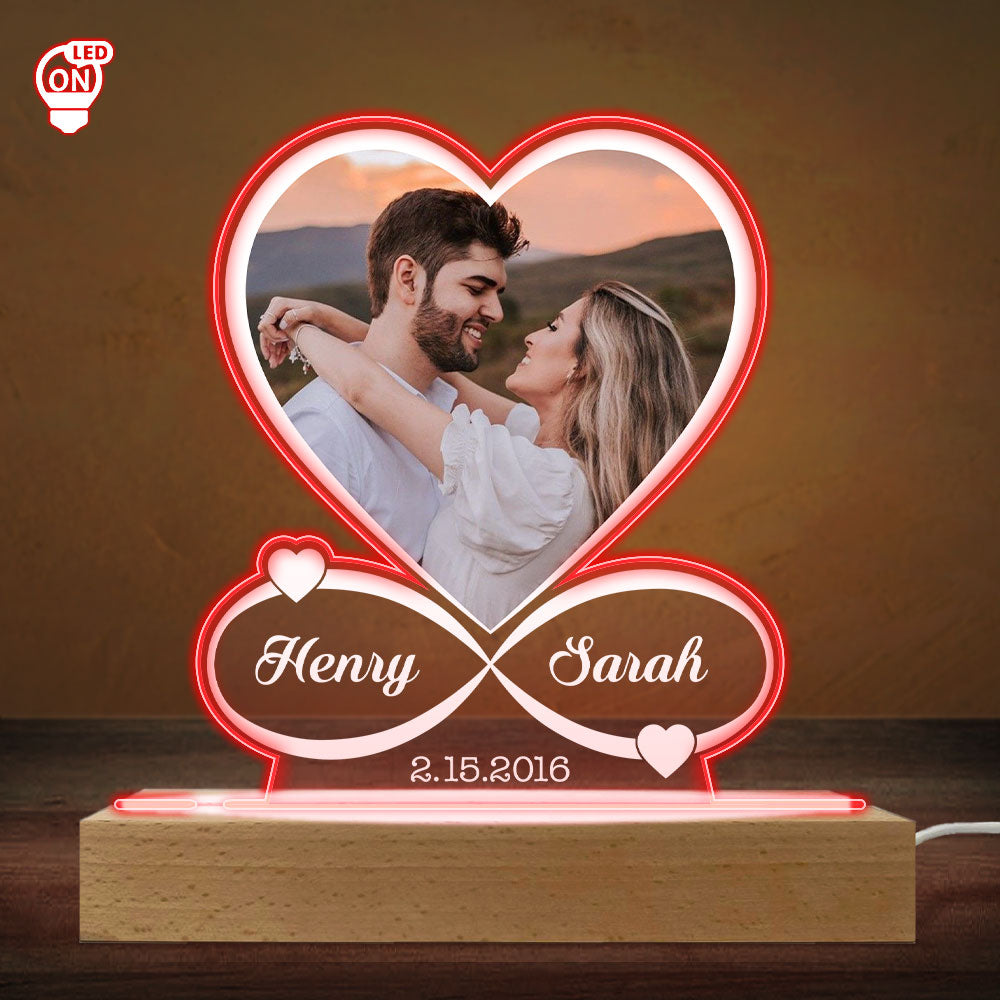 Custom Photo Couple Gift for Anniversary, Valentine's Day, Christmas • Couple Photo Anniversary Valentines Day - Personalized LED Light