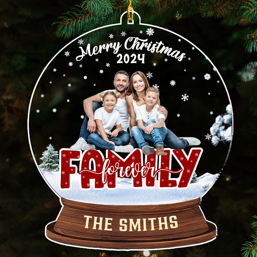 Custom Photo Family Ornament, Christmas Gift for Family Members • Family Forever - Personalized Acrylic Ornament