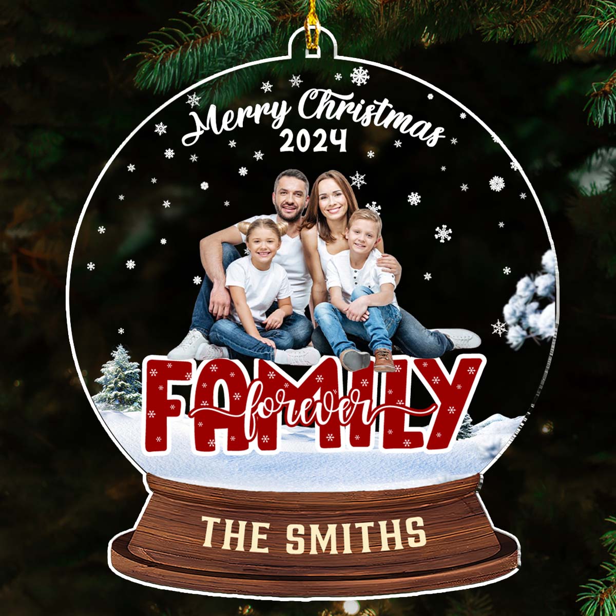 Custom Photo Family Ornament, Christmas Gift for Family Members • Family Forever - Personalized Acrylic Ornament
