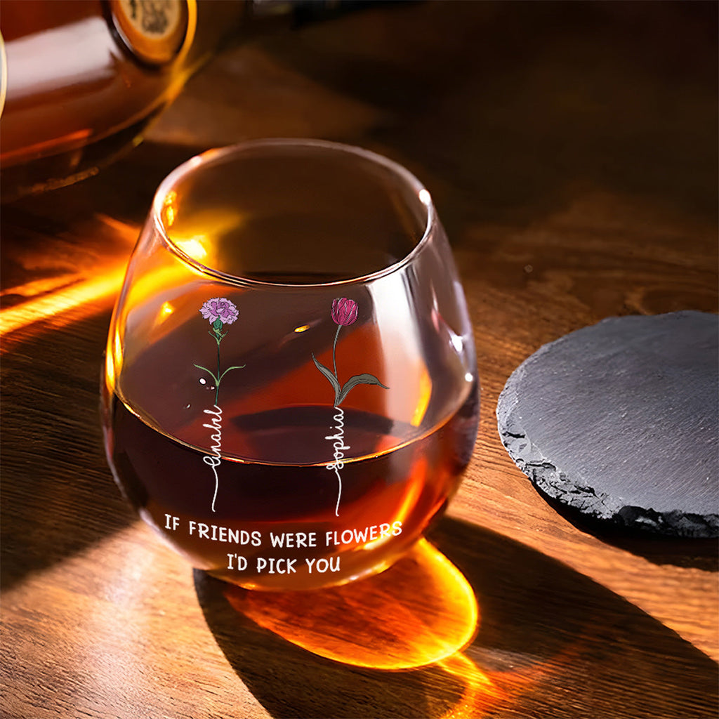 Best Friends Bloom Together - Personalized Wine Glass