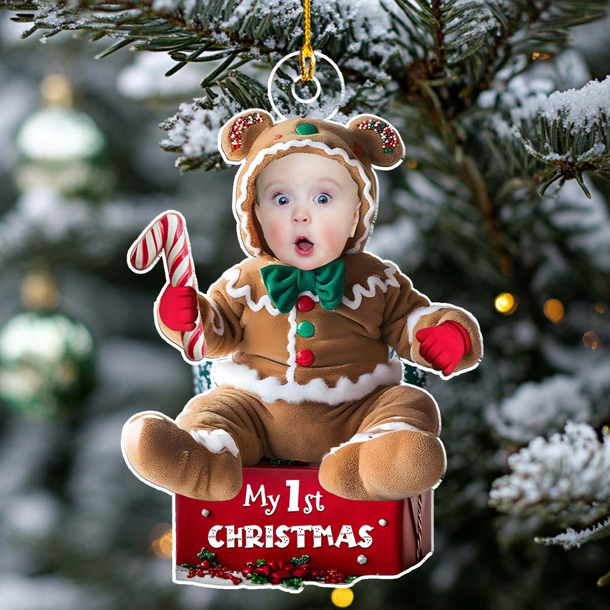 Custom Photo Baby Christmas Ornament for New Parents • Ginger Baby Christmas - Personalized Acrylic Ornament