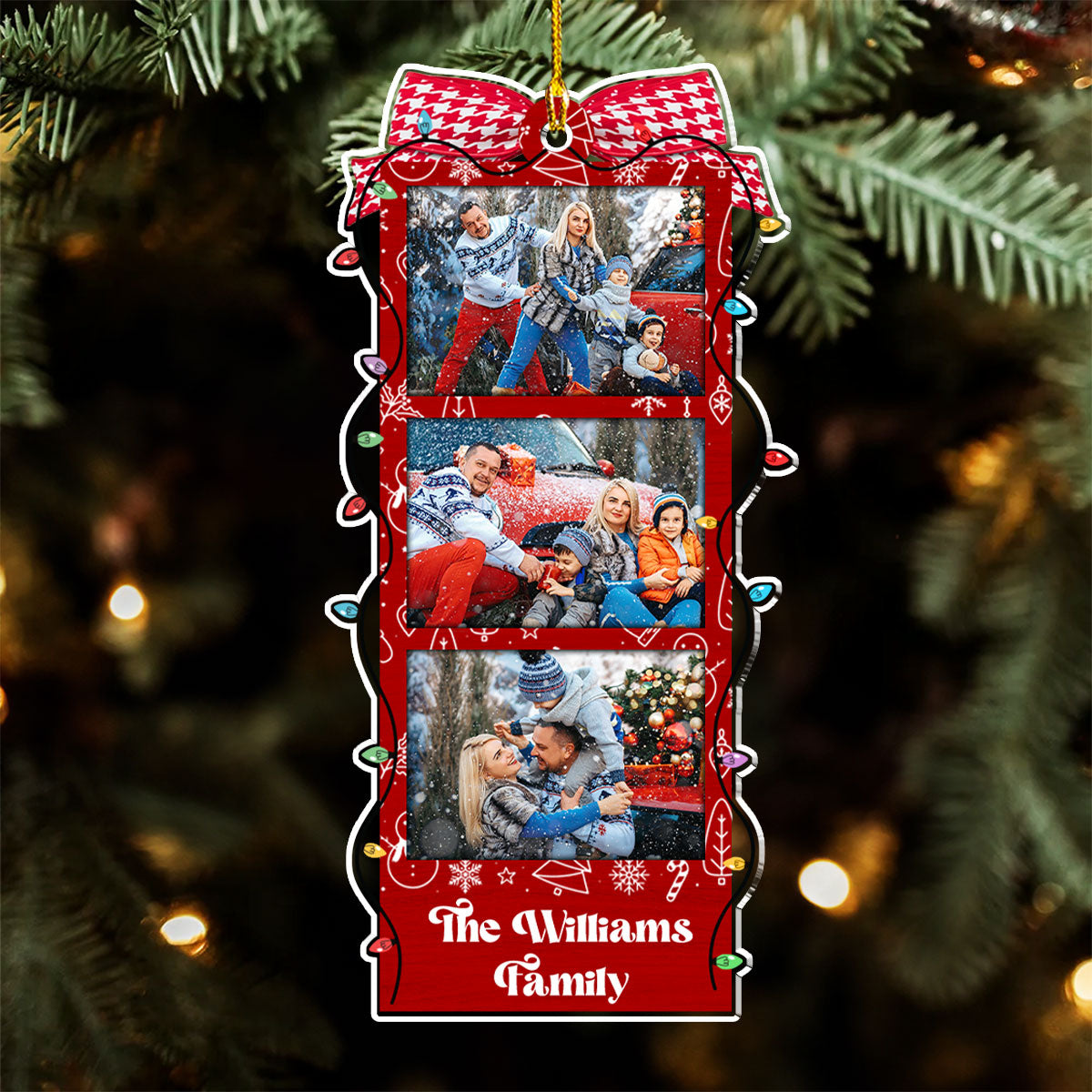 Custom Photo Family Ornament, Christmas Gift for Family Members • All Is Bright - Personalized Acrylic Ornament