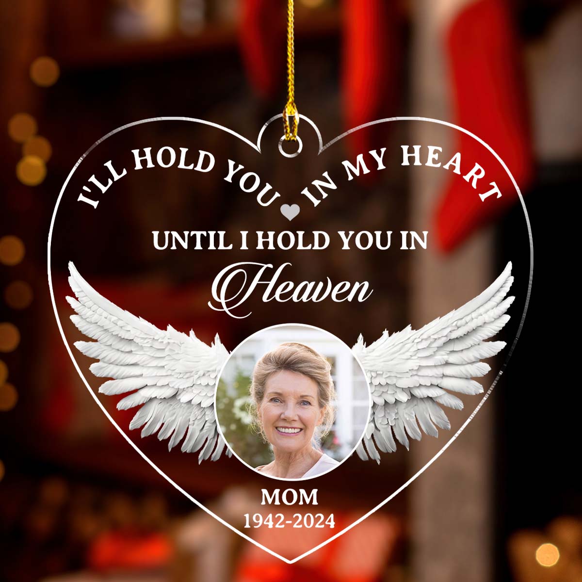 Custom Photo Memorial Christmas Ornament, Sympathy Keepsake • Hold You - Personalized Acrylic Ornament