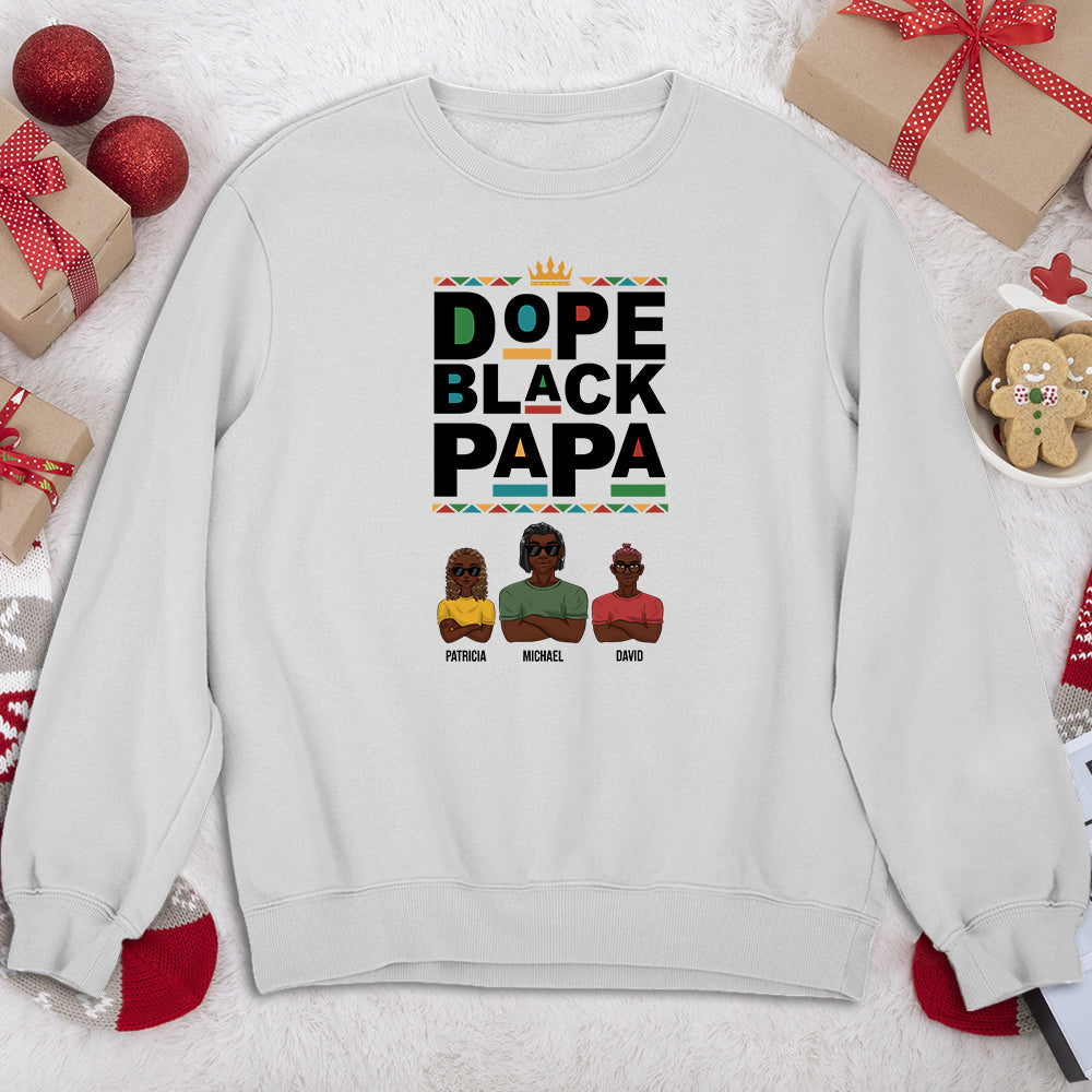 Custom Christmas & Birthday Gift for Dad, Grandpa • Dope Black Dad - Personalized Shirt