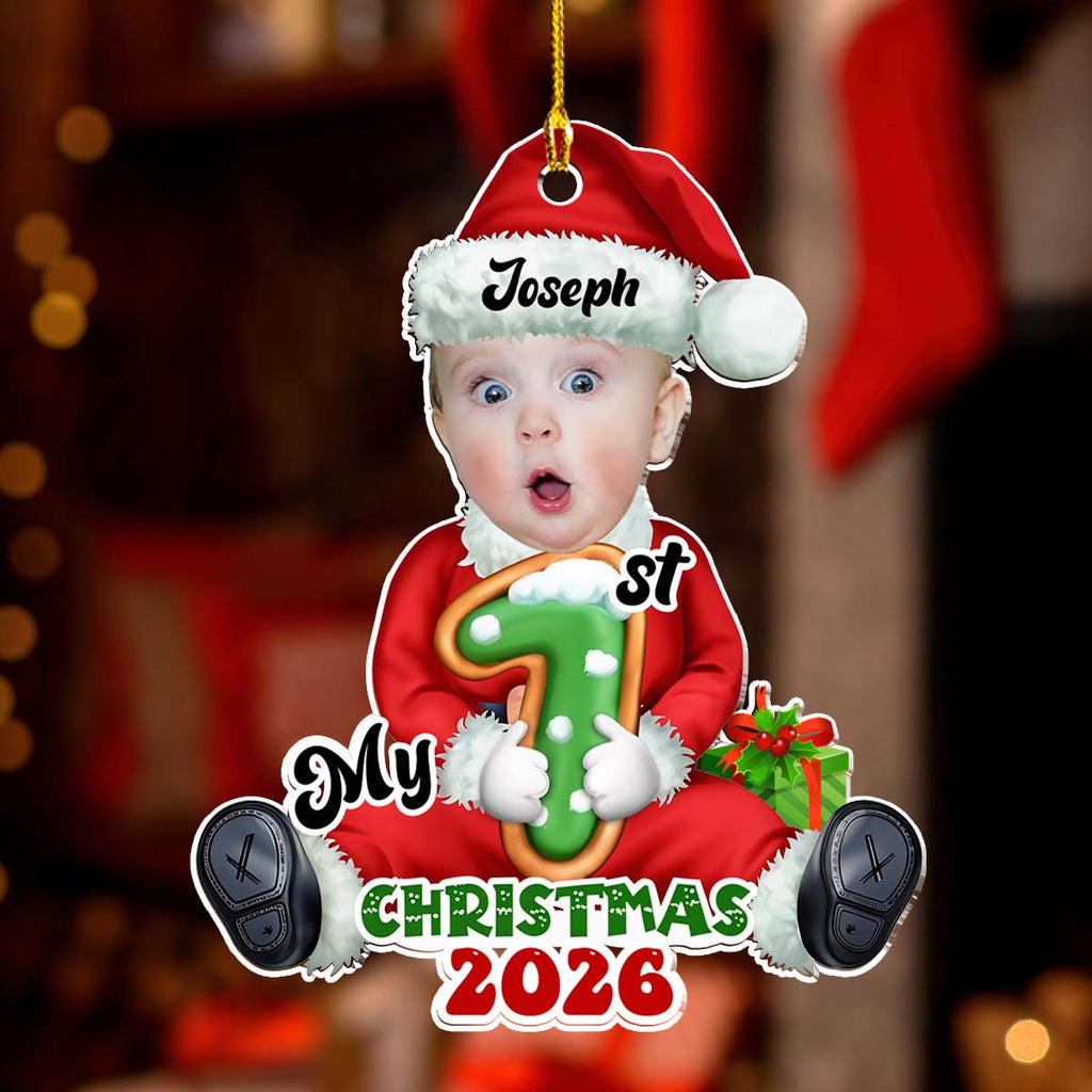 Custom Photo Family Ornament, Christmas Gift for Family Members • Santa Baby Christmas 2025 - Personalized Acrylic Ornament