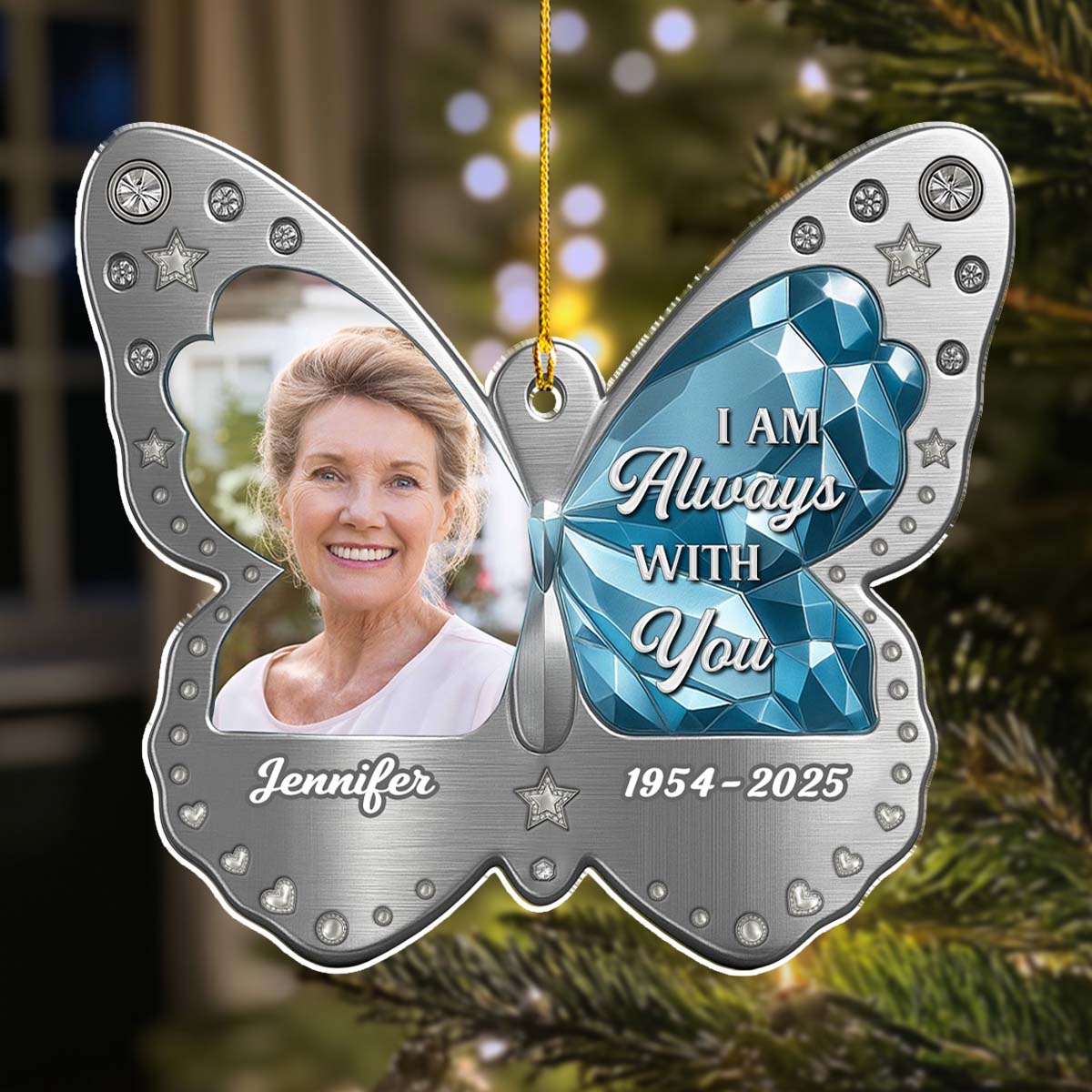 Custom Photo Memorial Christmas Ornament, Sympathy Keepsake • Beautifully Lived - Personalized Acrylic Ornament
