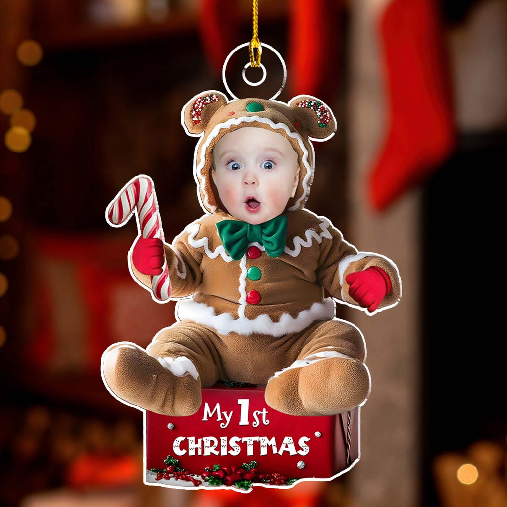 Custom Photo Baby Christmas Ornament for New Parents • Ginger Baby Christmas - Personalized Acrylic Ornament