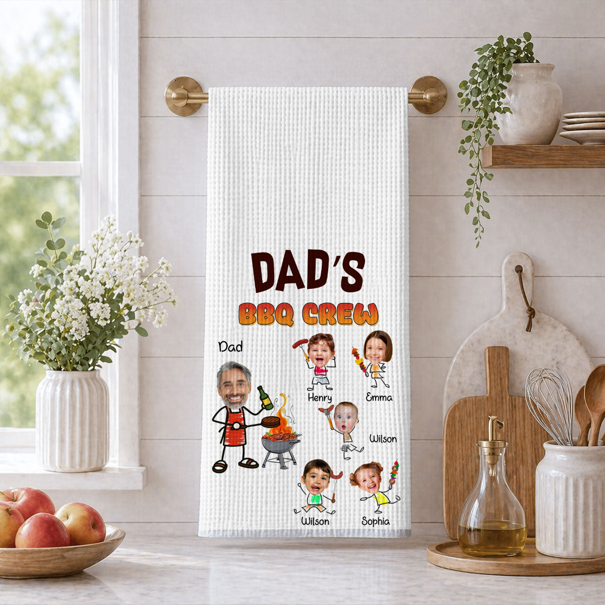 Custom Grilling BBQ Kitchen Towel, Father's Day Birthday Gift For Dad Father • Dad Bbq Crew - Personalized Kitchen Towel
