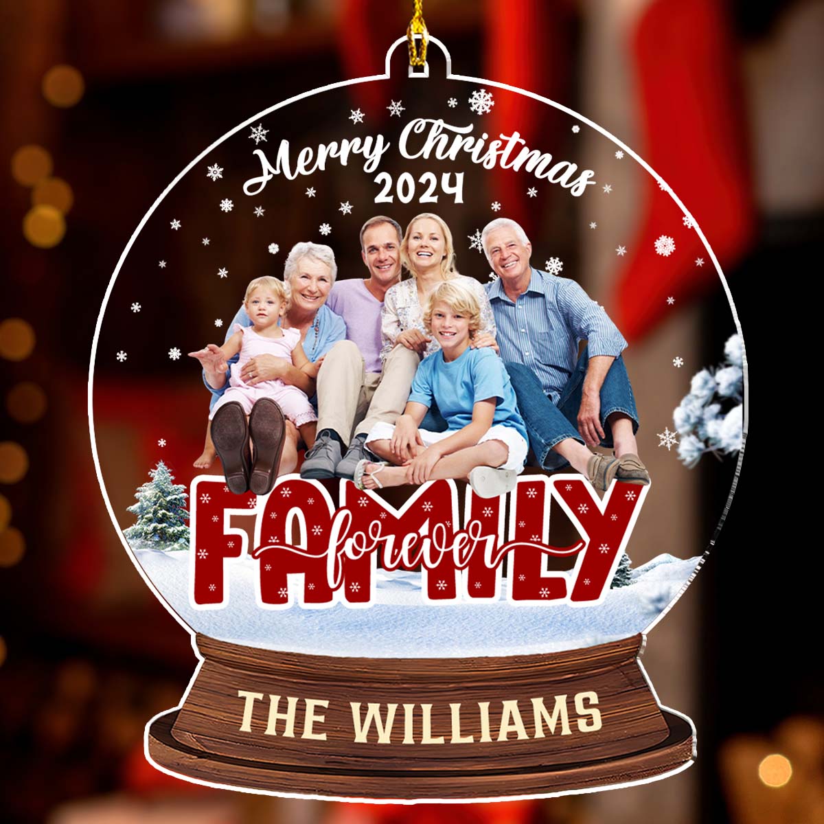 Custom Photo Family Ornament, Christmas Gift for Family Members • Family Forever - Personalized Acrylic Ornament
