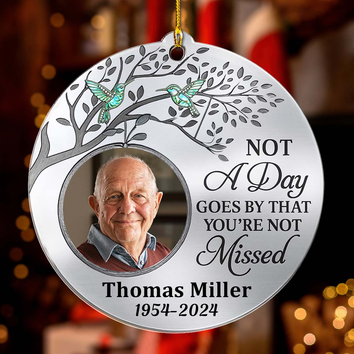 Custom Photo Memorial Christmas Ornament, Sympathy Keepsake • Forever Missed Never Forgotten - Personalized Acrylic Ornament