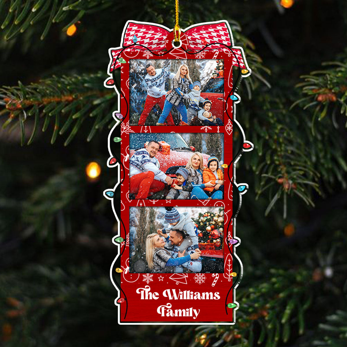 Custom Photo Family Ornament, Christmas Gift for Family Members • All Is Bright - Personalized Acrylic Ornament