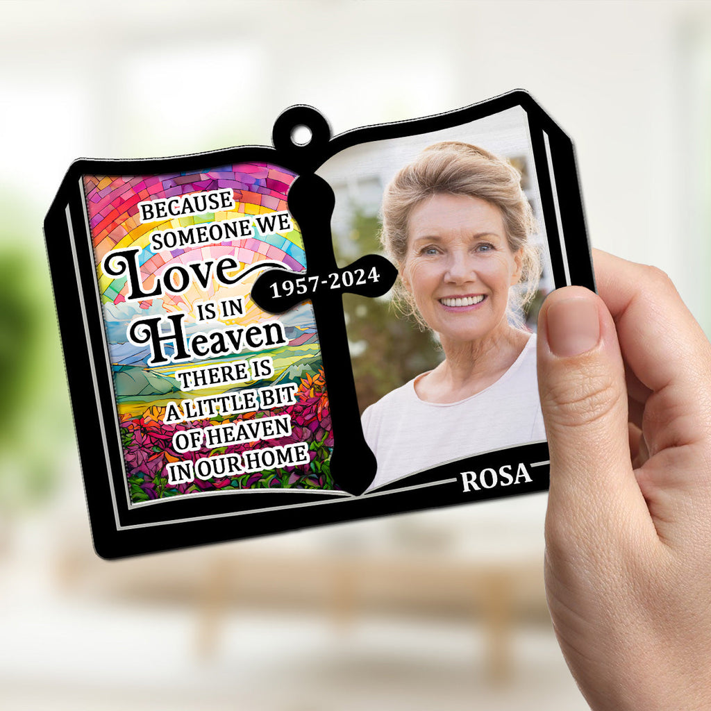 Custom Photo Memorial Hanging Decor, Remembrance Keepsake • Even Though You Flew Away - Personalized Suncatcher