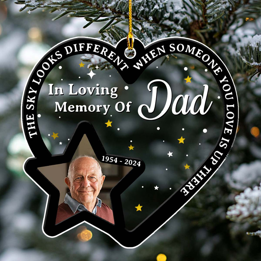 Custom Photo Memorial Christmas Ornament, Sympathy Keepsake • Someone You Love Is Up There - Personalized Acrylic Ornament