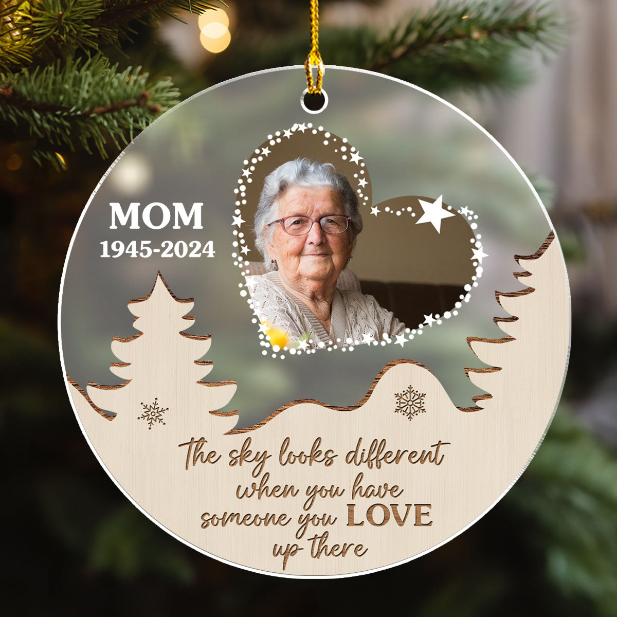 Custom Photo Memorial Christmas Ornament, Sympathy Keepsake • Someone You Love - Personalized Frosted Acrylic Ornament