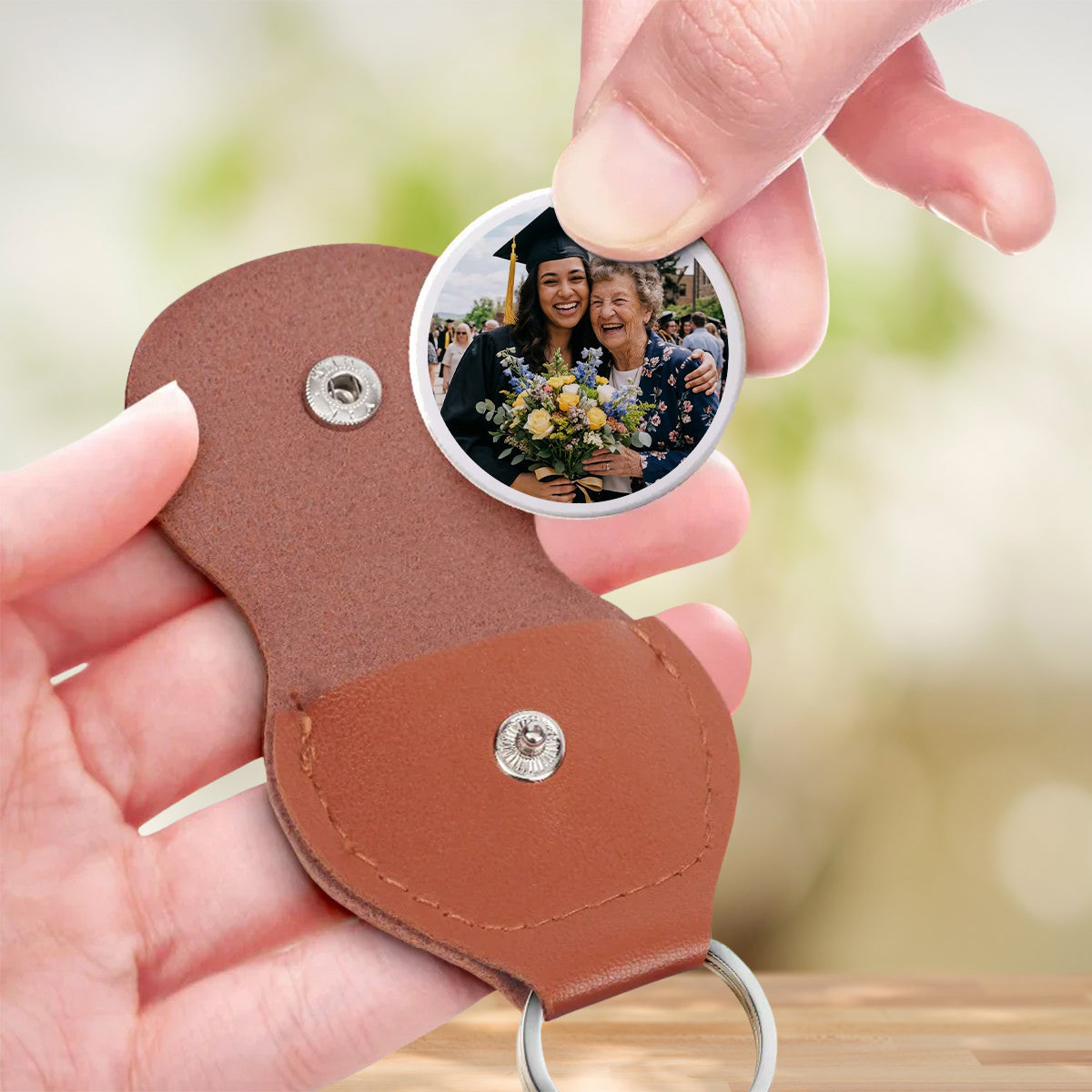 Custom Photo Coin Keychain, Mother's Father's Day Birthday Gift Keepsake • Dreams Come True - Personalized Pocket Hug
