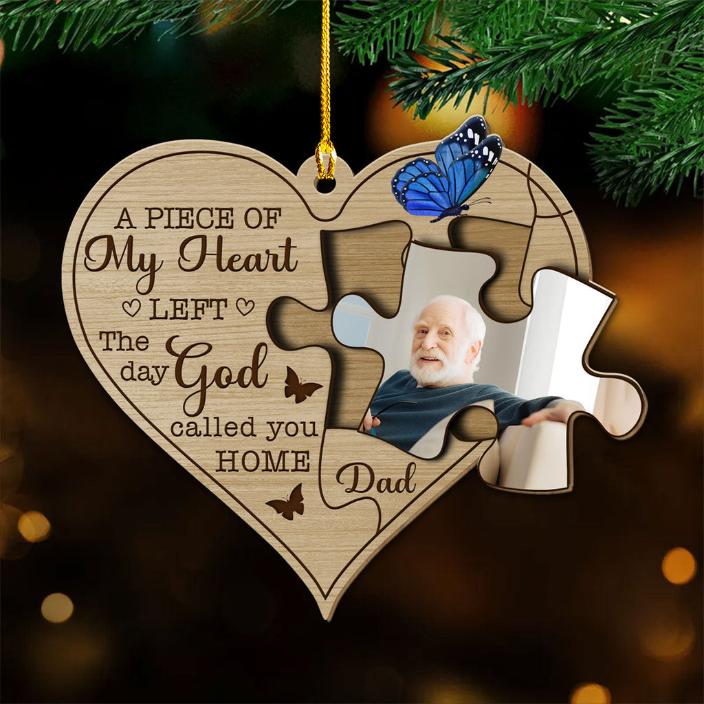 Custom Photo Memorial Christmas Ornament, Sympathy Keepsake • The Day God Called You Home - Personalized Wood Ornament