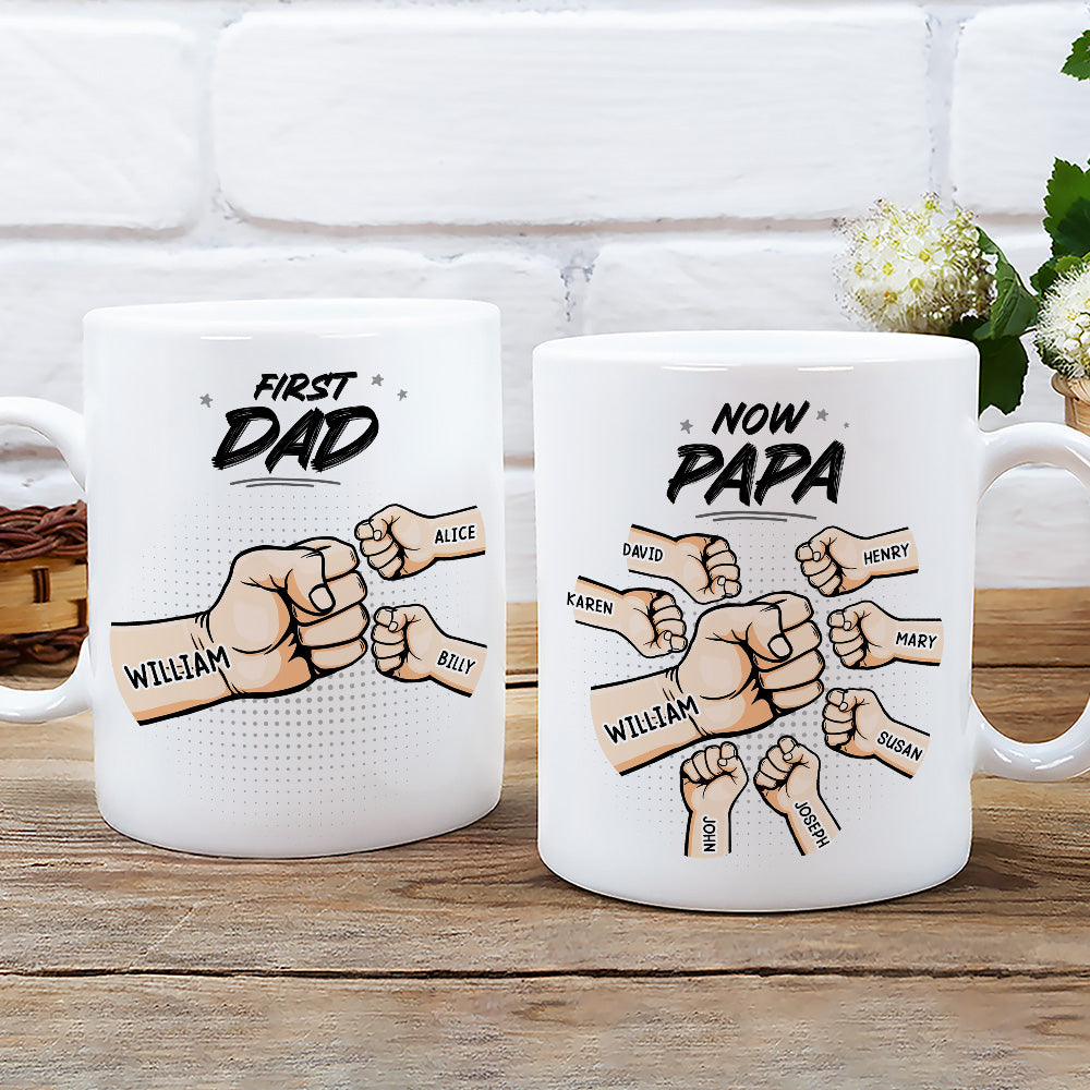 Custom Christmas & Birthday Gift for Dad • First Dad Now Grandpa - Personalized Coffee Mug