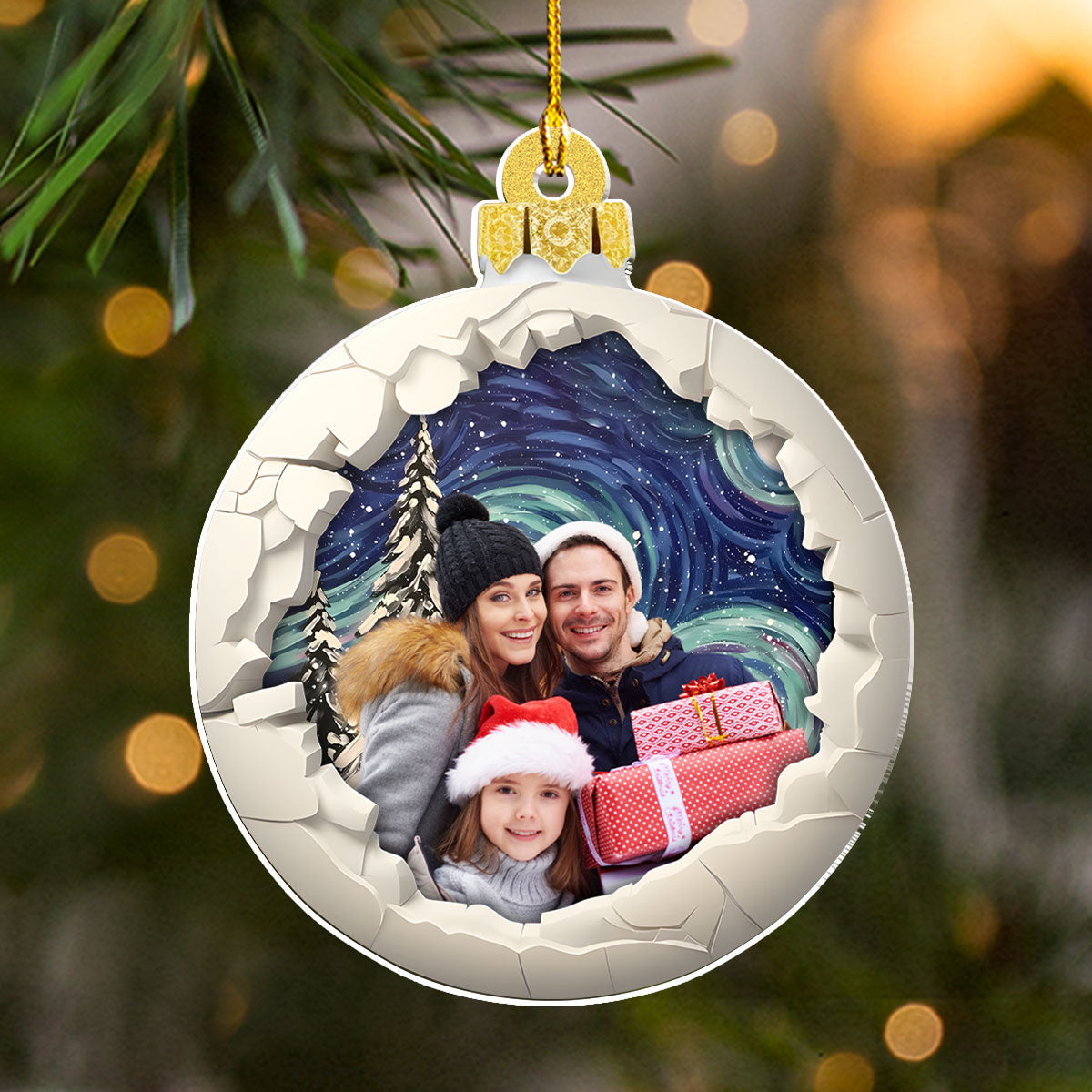 Custom Photo Family Ornament, Christmas Gift for Family Members • Break Through - Personalized Acrylic Ornament