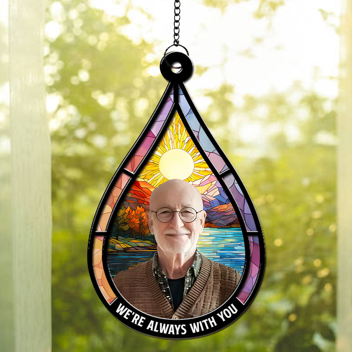 Custom Photo Memorial Hanging Decor, Remembrance Keepsake • We Are Always With You - Personalized Suncatcher