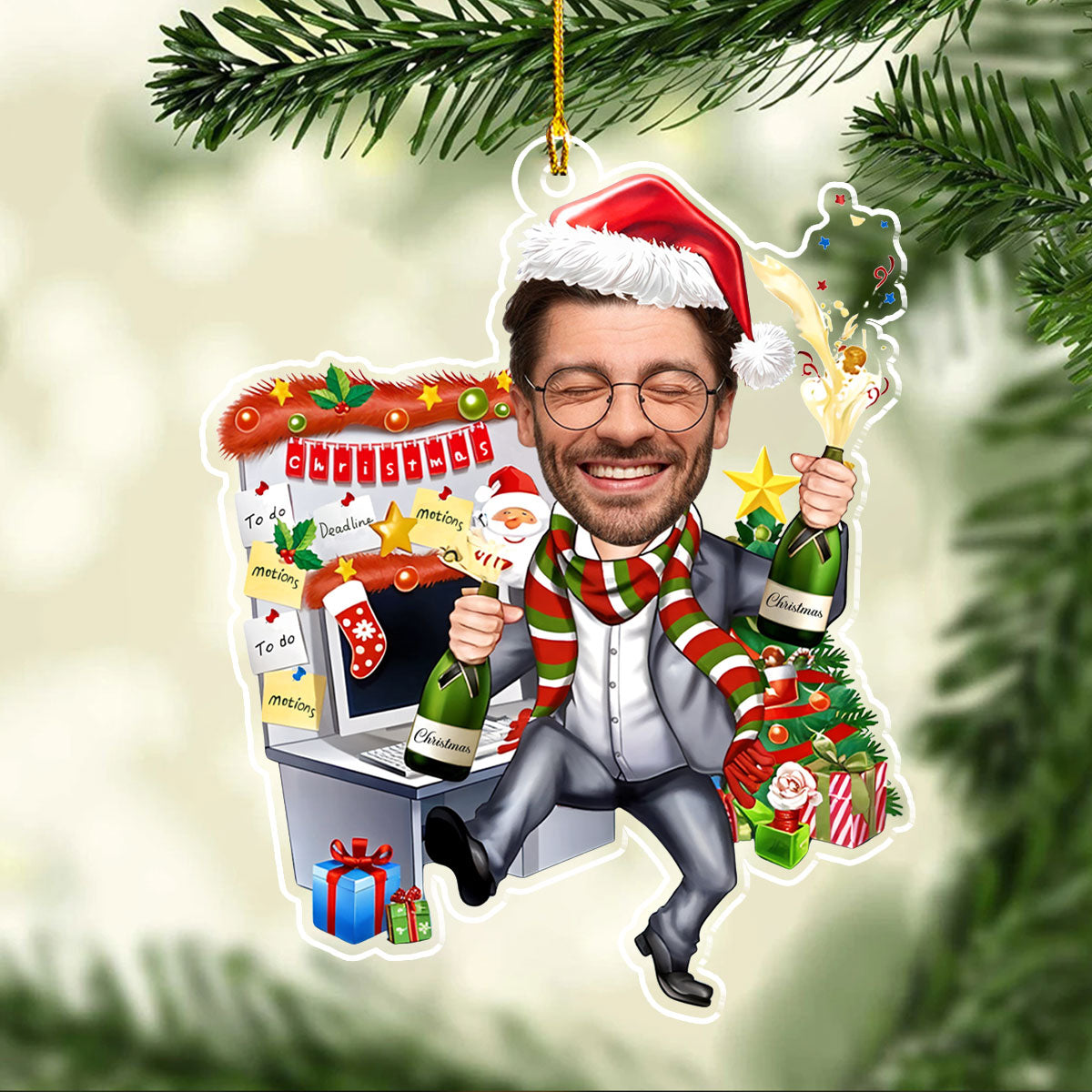 Custom Photo Coworker Christmas Ornament, Team Appreciation Gift • Here Is My Coworker 3 - Personalized Acrylic Ornament