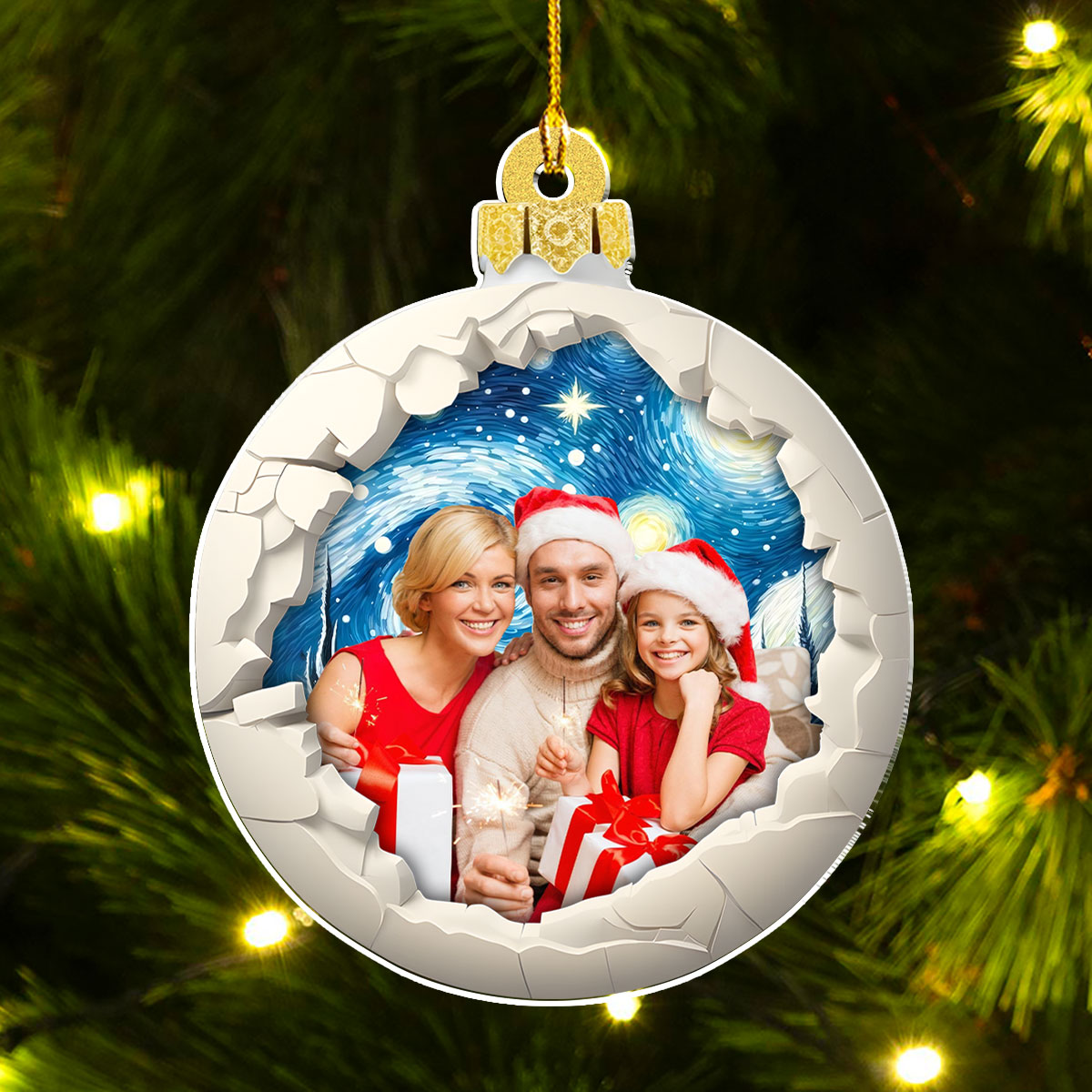 Custom Photo Family Ornament, Christmas Gift for Family Members • Break Through - Personalized Acrylic Ornament