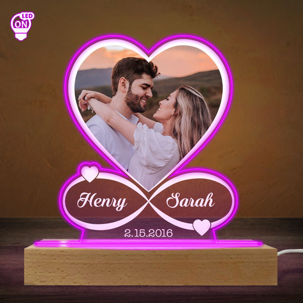Custom Photo Couple Gift for Anniversary, Valentine's Day, Christmas • Couple Photo Anniversary Valentines Day - Personalized LED Light