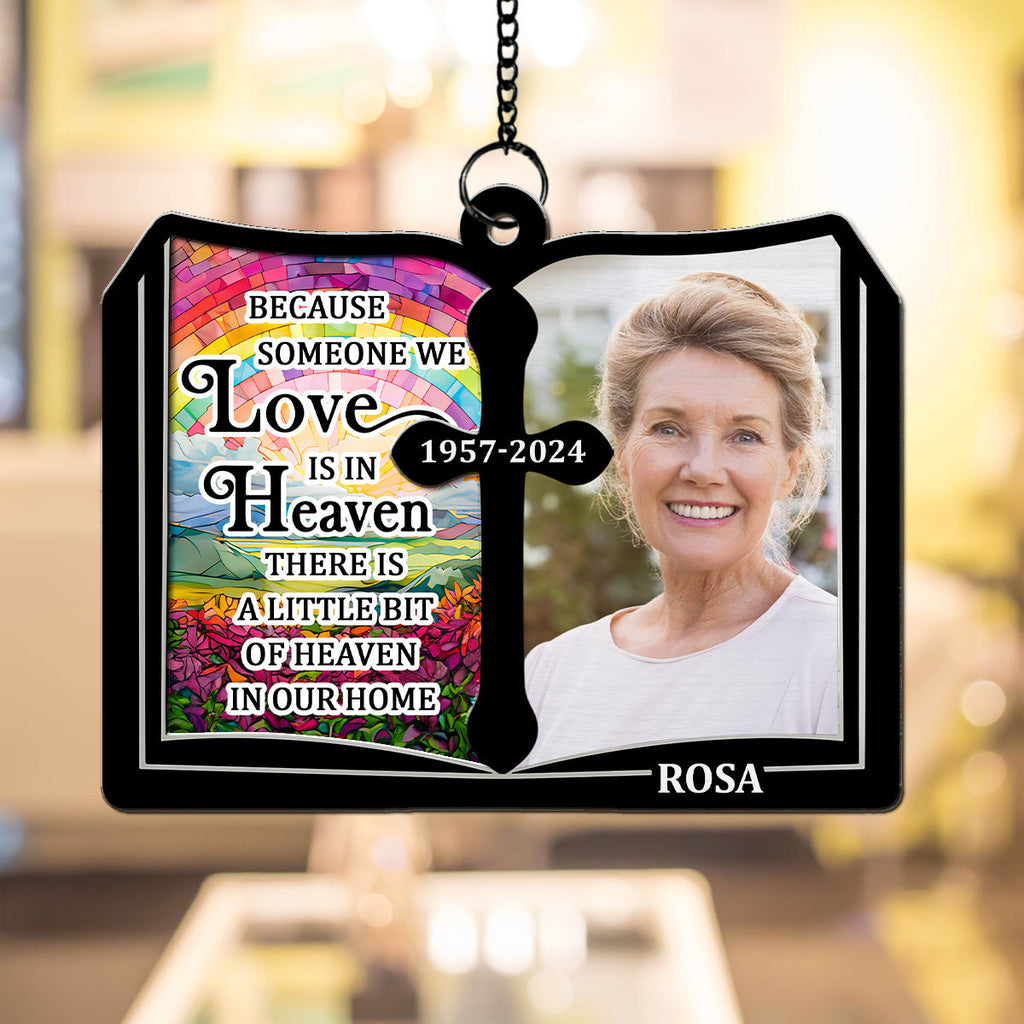 Custom Photo Memorial Hanging Decor, Remembrance Keepsake • Even Though You Flew Away - Personalized Suncatcher