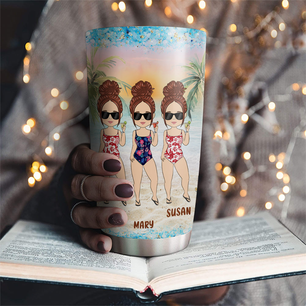 Custom Christmas Birthday Gifts For Best Friend • Besties Bonding Over Alcohol - Personalized Tumbler